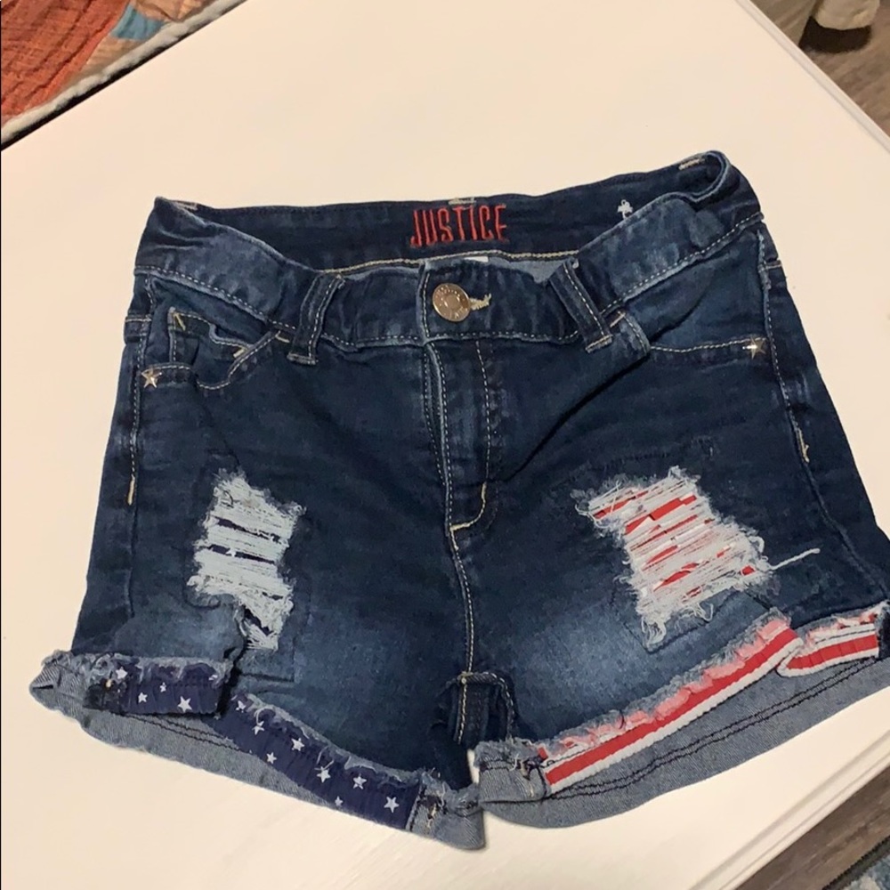 Girls Justice patriotic denim shorts